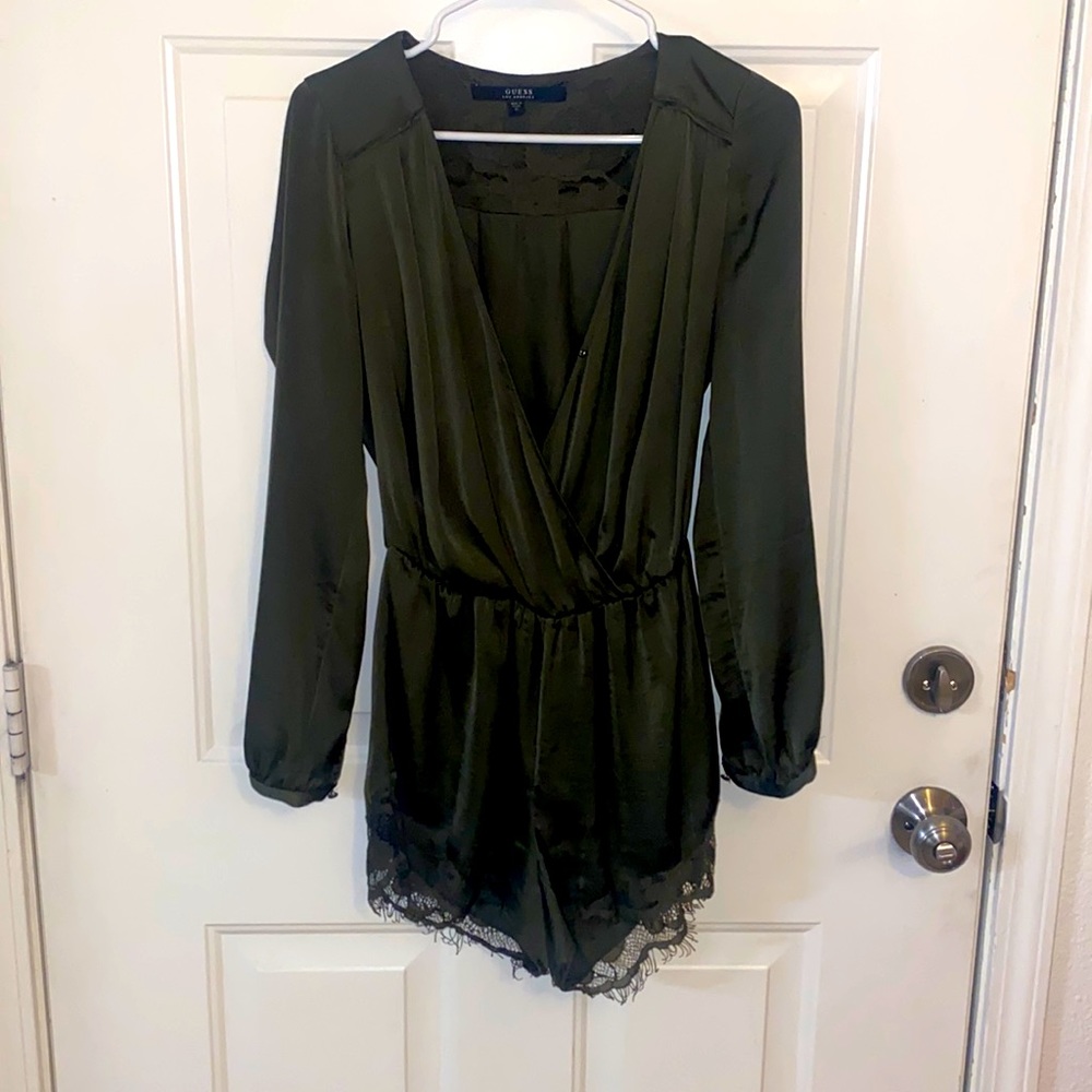 Guess silky dark green romper